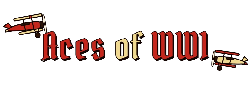 Aces of WW1 — blackletter title flanked by two biplanes.